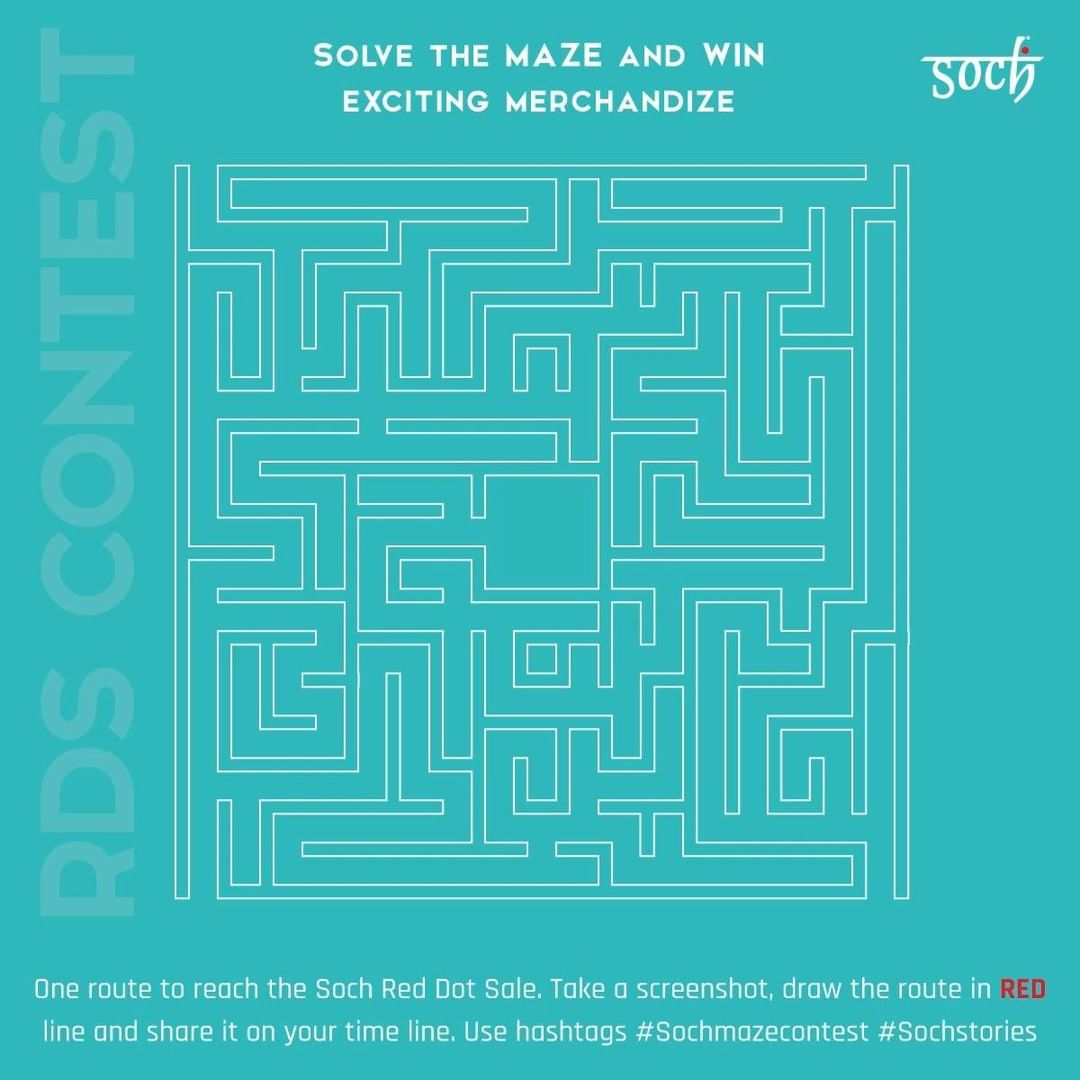 Soch - One route to reach the Soch Red Dot Sale. 
Take a screenshot, draw the route in a RED line and share the screenshot on your timeline. 

Tag @sochstories in the picture and use hashtags #Sochmaz...