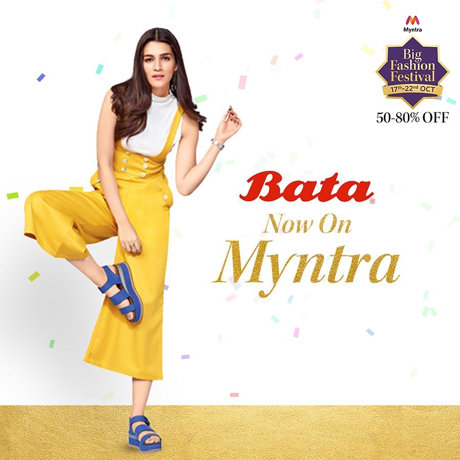 MYNTRA - You heard it right... Bata is now on Myntra!
Tune in to Myntra’s "Big Fashion Festival", from 16th - 22nd October, India’s Biggest Fashion Festival that brings you 50% to 80% off on your favo...