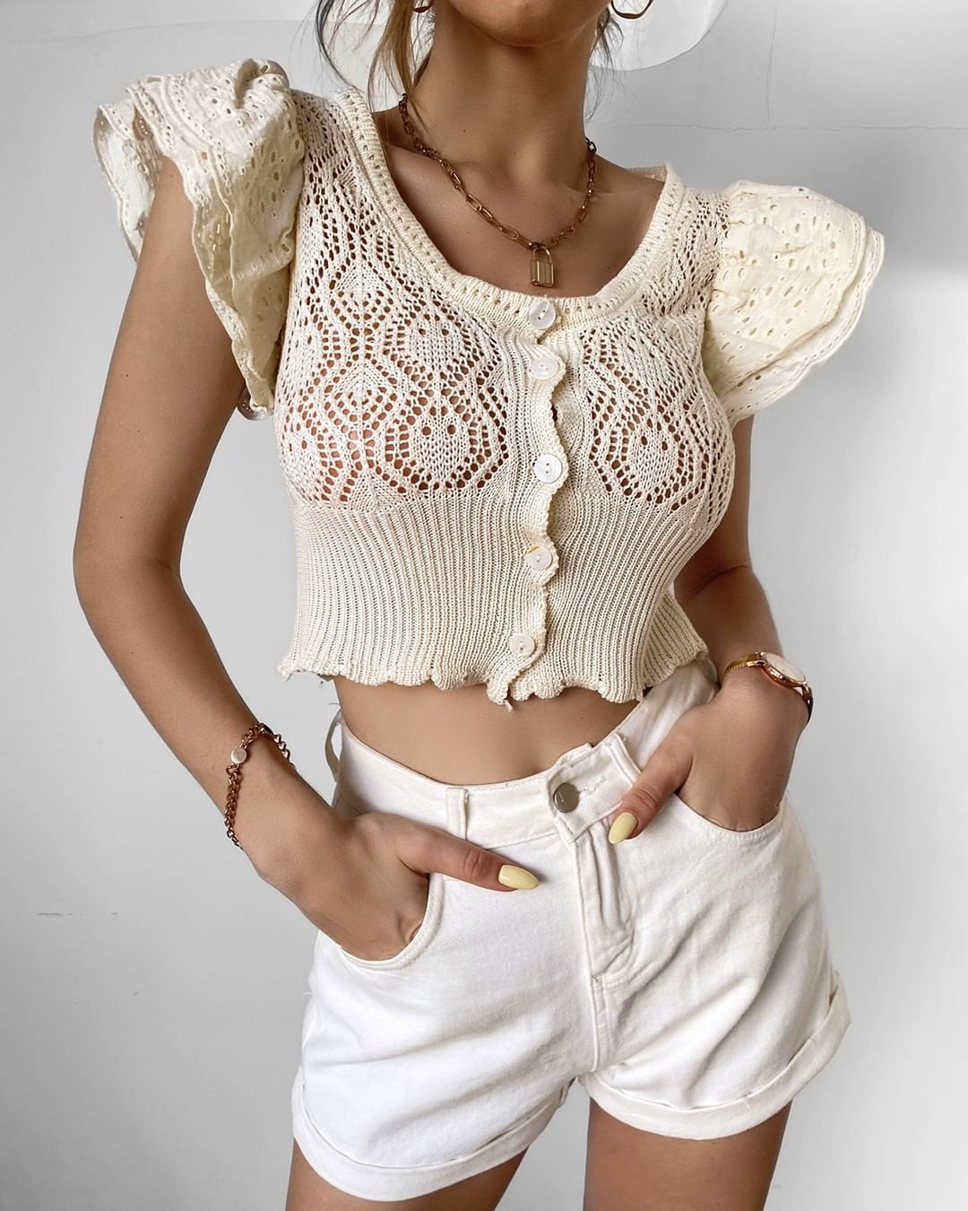 boutiquefeel_official - Knit Hollow Out Eyelet Embroidery Crop Top⁠
SHOP WEB：boutiquefeel.com⁠
SEARCH SKU：LZD8706⁠
 #fashion #summer