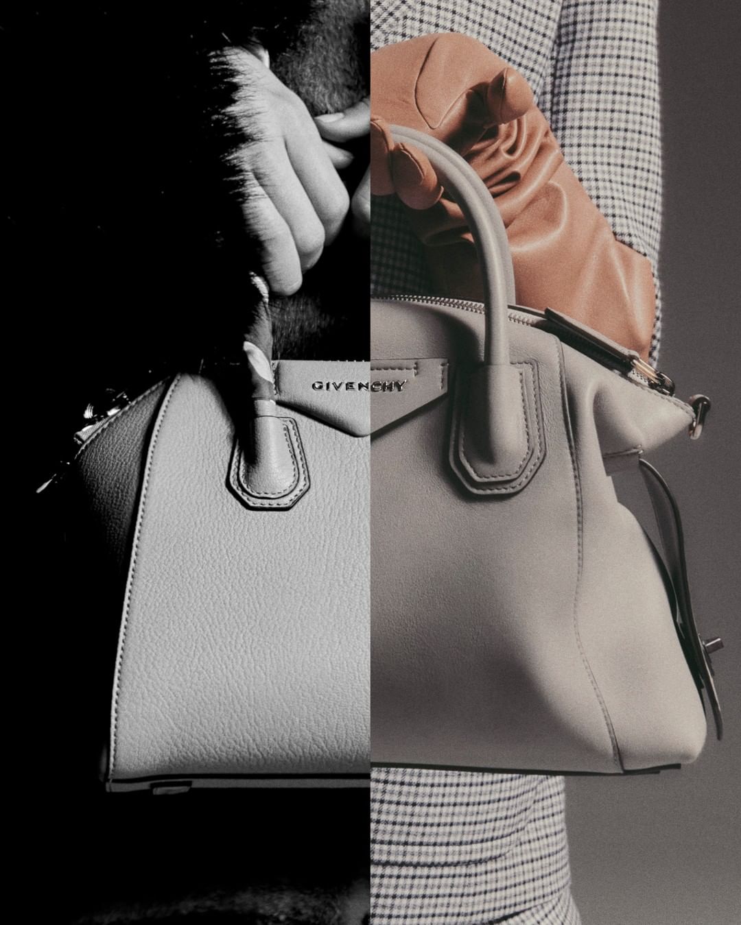 GIVENCHY - THEN & NOW: When the now-classic #GivenchyAntigona meets its new supple version. Discover Antigona and Antigona Soft exclusively online and in Givenchy boutiques. #GivenchyBag #GivenchyFami...