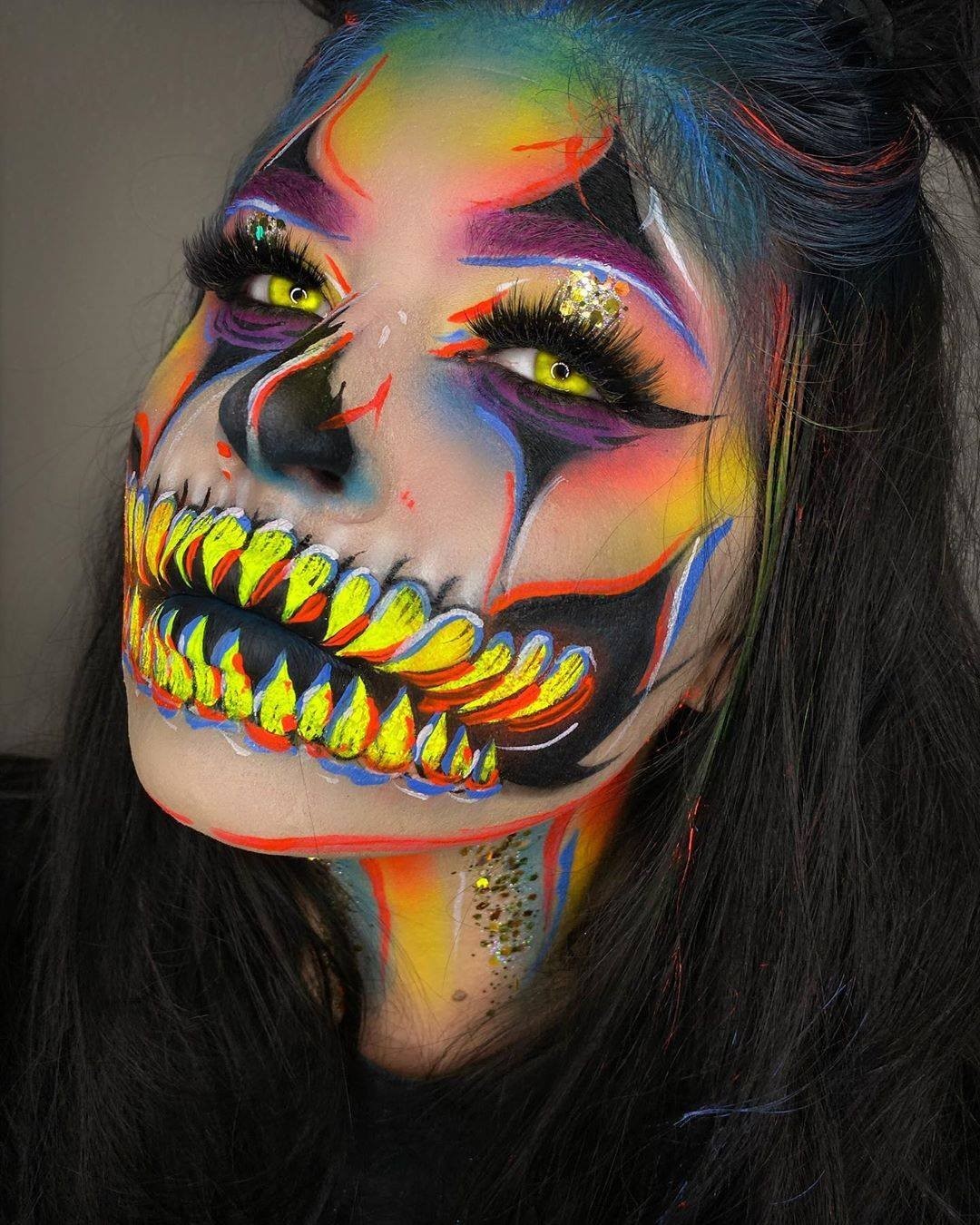NYX Professional Makeup - @lostvegas_amandaclark uses our Matte Liquid Liner to create this colorful clown x skeleton mashup 💀🎈⚡ • #nyxcosmetics #nyxprofessionalmakeup #crueltyfreebeauty