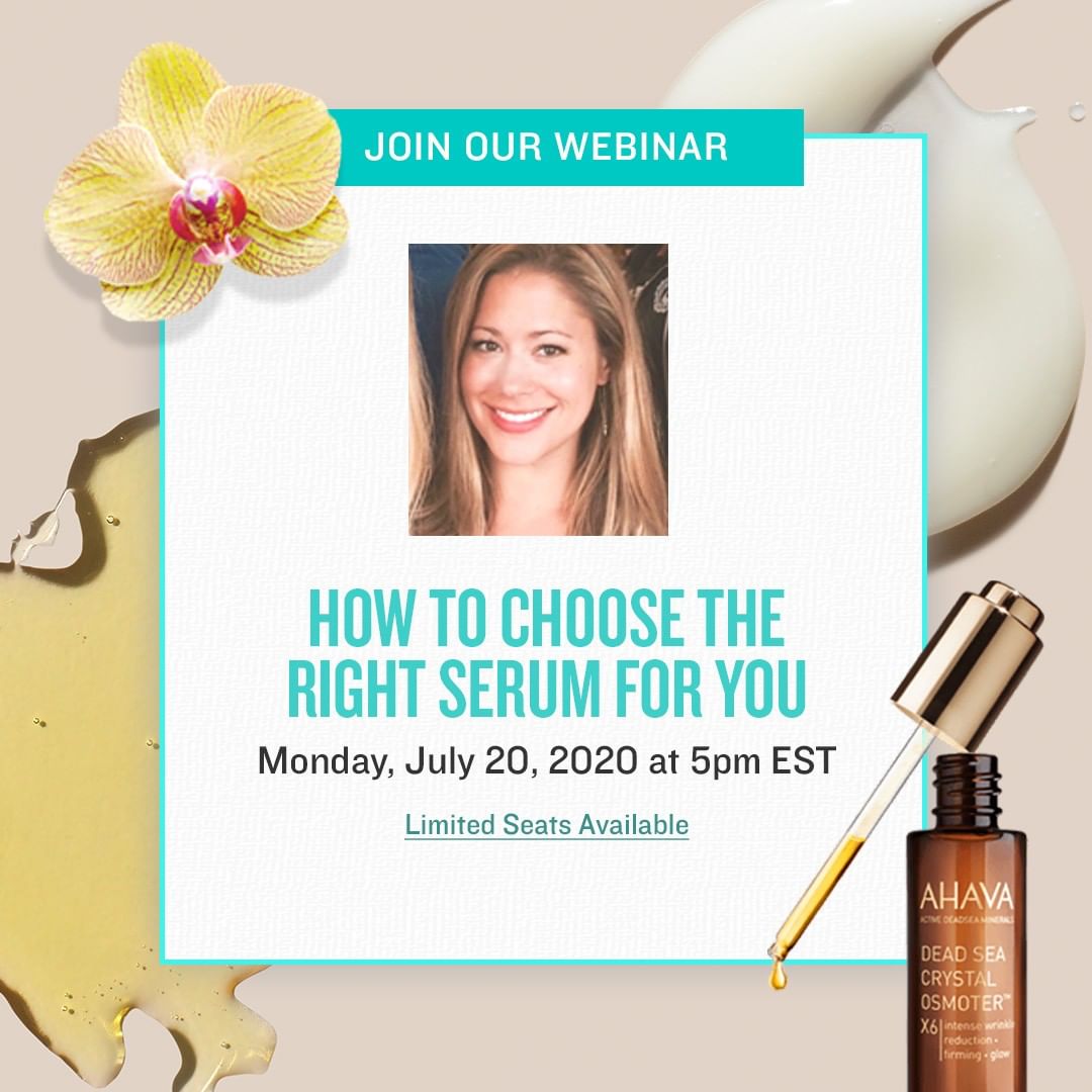 AHAVA - We are so excited to kickoff our new summer webinar series! This Monday 7/20 at 5pm EST, join us and brand ambassador @carolynbstine for a webinar on how to choose the right serum for you. Reg...