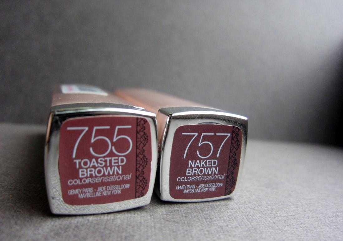 Maybelline Color Sensational The Buffs Lipsticks #755 Toasted Brown, #757 N...