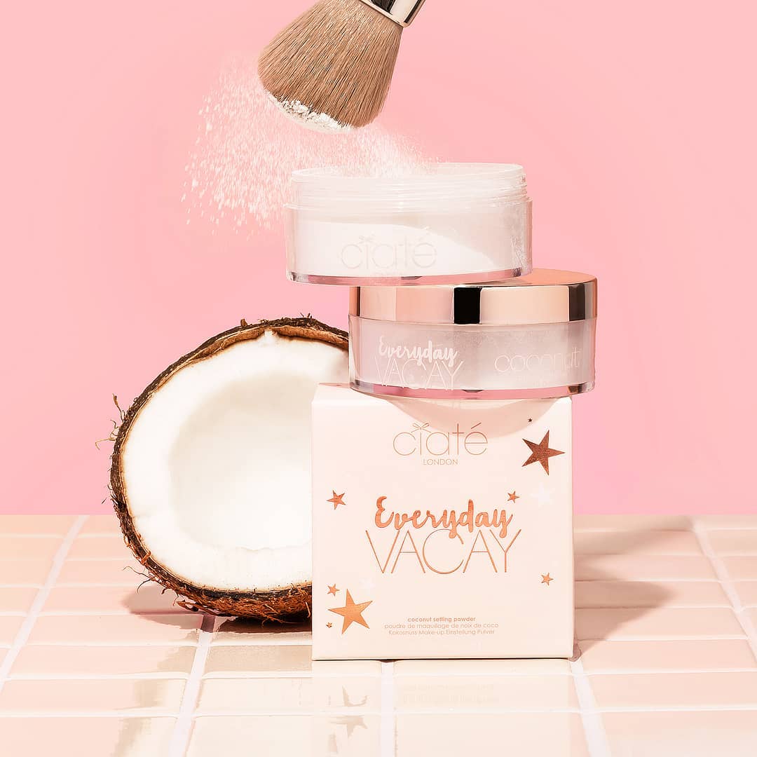 Ciaté London - #EverydayVacay Setting Powder 💖🥥 Lock in makeup for long-lasting wear, delicately coconut fragranced to take you back to the beach, this finely-milled and lightweight loose powder smoo...