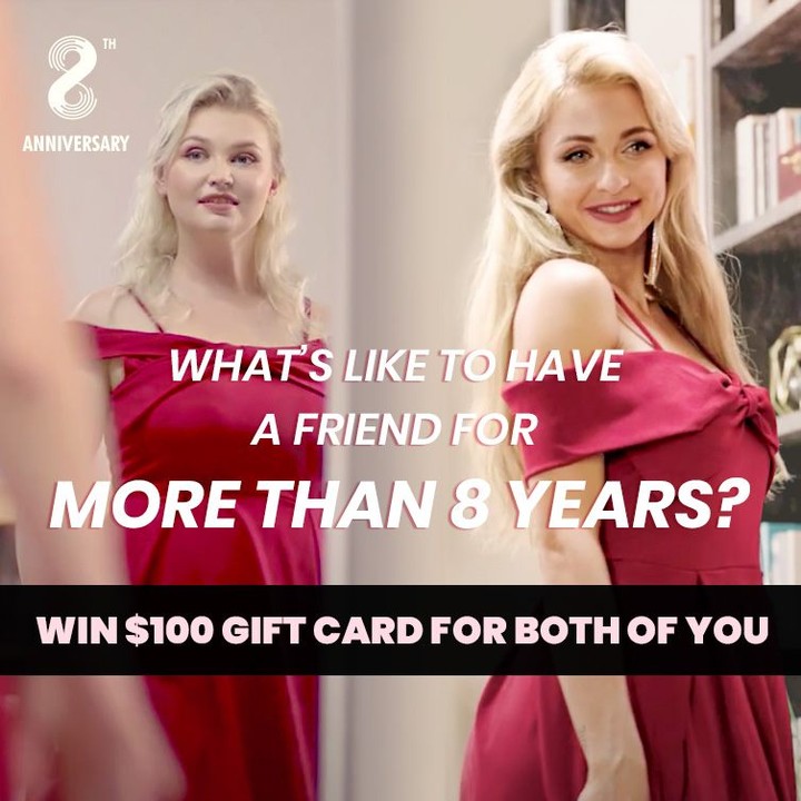 Dresslily - What is like to have a friend for more than 8 years? 💓
👉Tag your bestie and win a $100 Gift card for both of you !
🎁8th-anniversary mega sale>>https://bit.ly/3fCBPCs
🌟Get Extra 22% off cod...