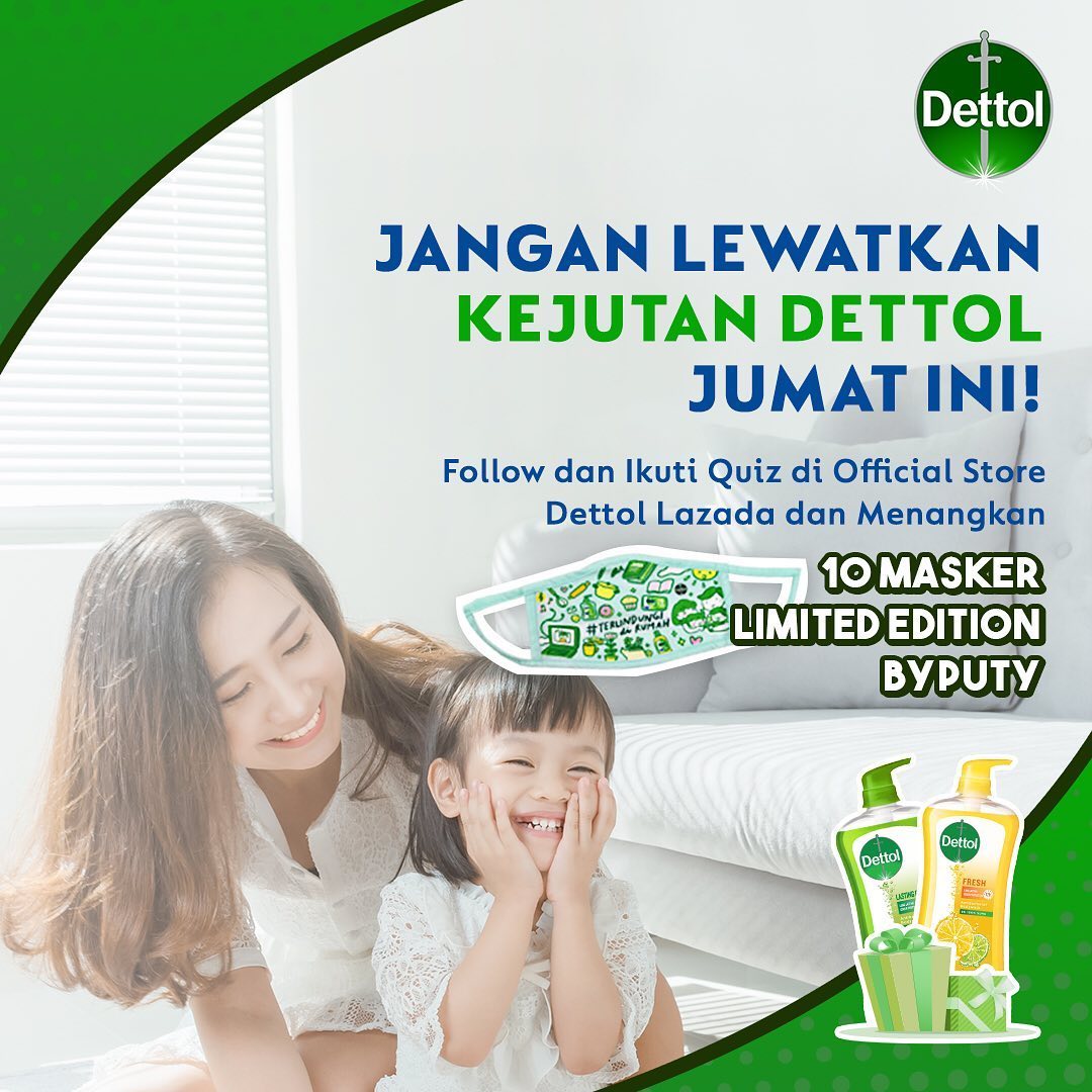 Dettol Indonesia - Yuk Bu, dapatkan masker limited edition @byputy dengan ikutan quiz di Official Store Dettol di Lazada!

Gimana sih caranya:
1. Follow Official Store Dettol di Lazada.
2. Ikuti kuis...