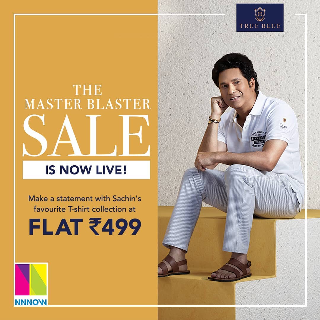 NNNOW - The Master Blaster Sale is here! 
Sachin Tendulakar's favourite T-shirt collection is NNNOW available at FLAT ₹499. 
Yes you heard that right! Go and grab them before they are gone. 

Link in...