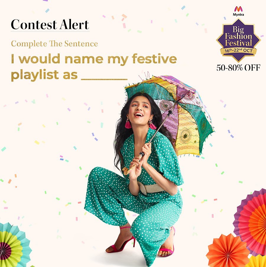 MYNTRA - Complete the sentence and one winner with the quirkiest answer gets a Myntra gift voucher worth Rs. 3000.
Use #PlayAndWinWithMyntra to qualify. 

Multiple entries are allowed. 
 
#PlayAndWinW...