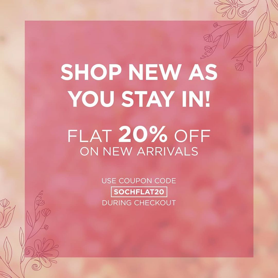 Soch - Treat yourself this summer with 20% off on the all new range of Elegant ethnic wear.

Use coupon code 'sochflat20' during checkout! Hurry! 
Link in our bio.