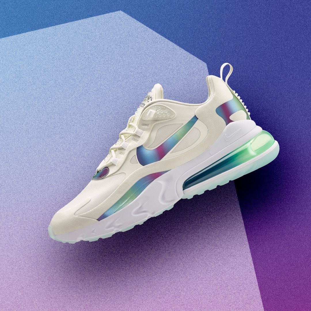 AW LAB Singapore 👟 - The Nike Air Max 270 React gets bubbly with iridescent accents inspired by soap bubbles!⠀
⠀
#awlabsg #playwithstyle #nike