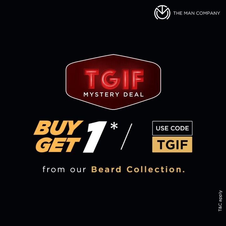 The Man Company - We care for your beard. Just like you do! 
Buy one get one complementary from our beard collection in the TGIF Mystery Deal!*
Use code: TGIF
Offer valid for 24th July, 2020 only. 
*B...