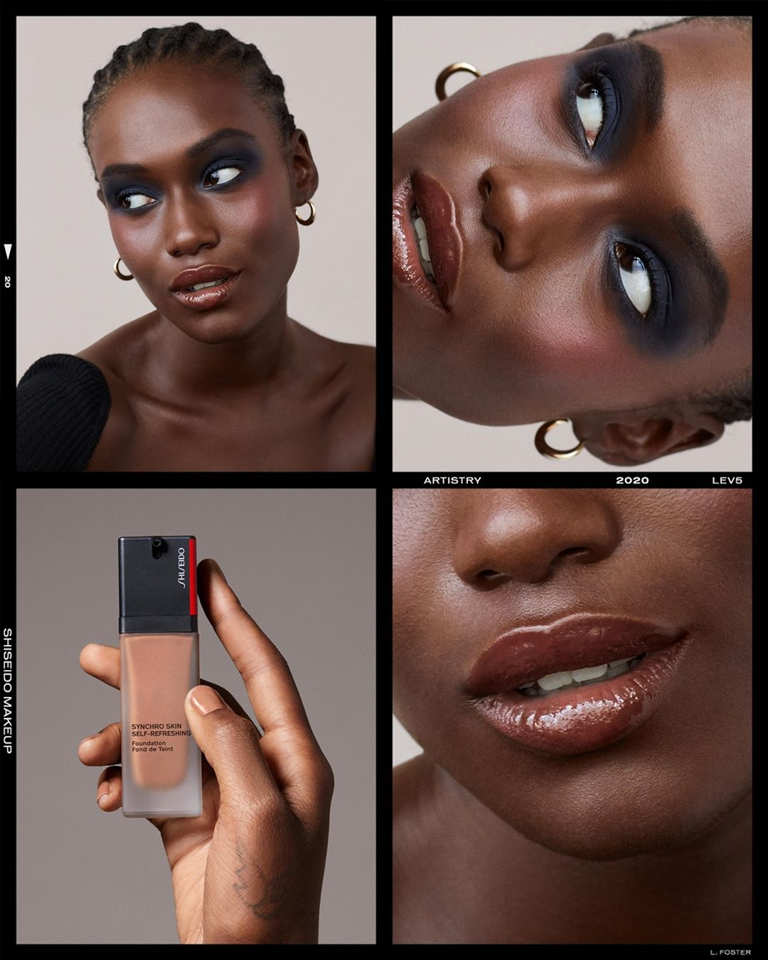 SHISEIDO - Create the ultimate canvas for self-expression using Synchro Skin Self-Refreshing Foundation. Our SHISEIDO muse wears a shade from Level 5, along with Minimalist WhippedPowder Blush in Ayao...