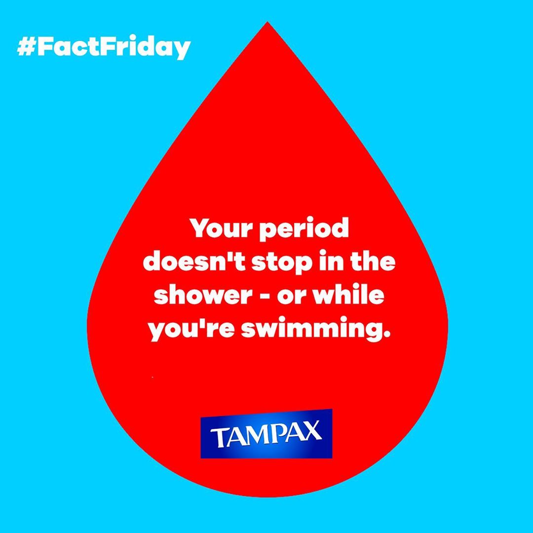 Tampax Tampons Official - Although it may seem that way, water does not stop your period from happening. So you still need to wear a tampon when you're swimming, and there's a Tampax for that. #factfr...