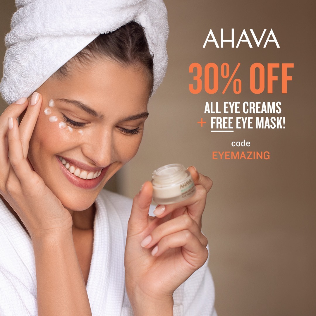 AHAVA - This week, we're encouraging our community to take care of their beautiful eyes 👀 You'll get 30% off all eye creams on Ahava.com plus a free eye mask with the code EYEMAZING, now through 9/21....