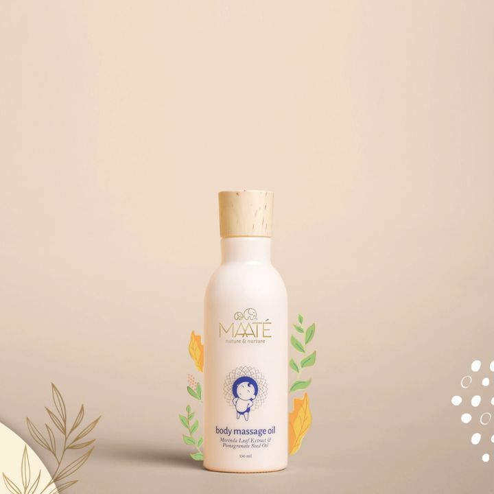 MAATÉ - Hi Folks! 👋 
I am MAATÉ’s Baby Body Massage Oil.
Your baby is so fragile and gentle and so I carry inside me all of Nature’s tender goodness to keep your little one’s limbs strong and healthy...