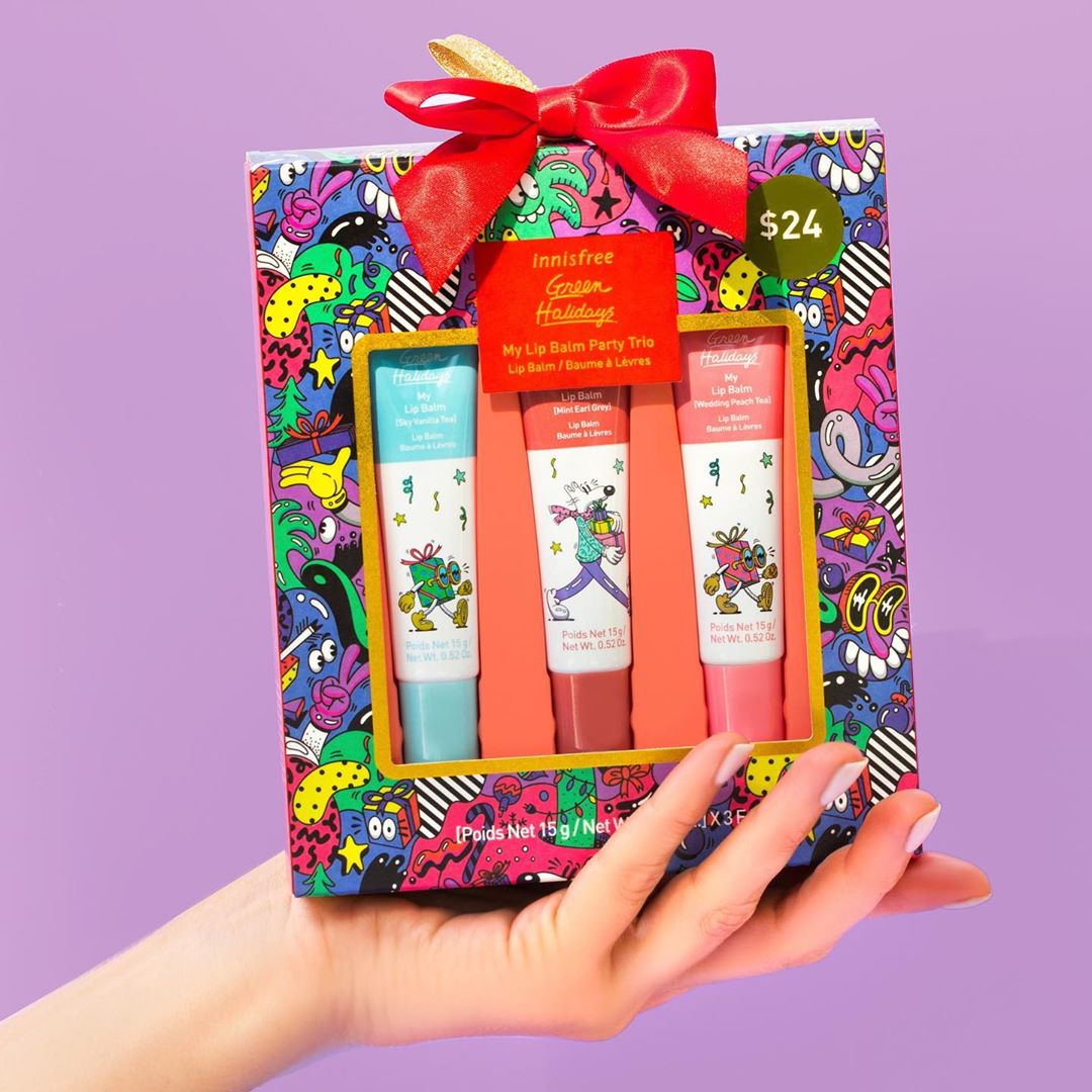 innisfree USA - Give the gift of 3x the lip hydration - in our best-selling shades! 💋💄

This set contains all full-sized balms, in limited-editon tube packaging designed by pop artist Steven Harringto...