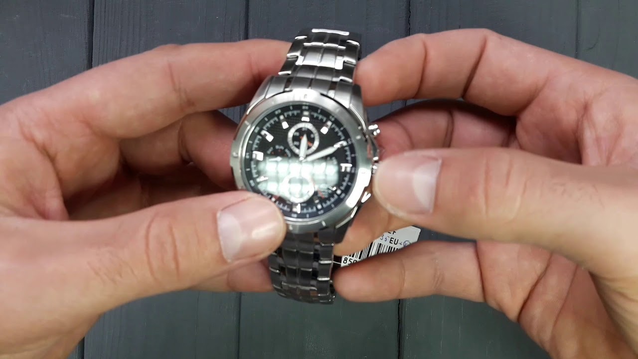 Распаковка: часы Casio EF-328D-1AVEF. Стальные мужские наручные часы с Японии