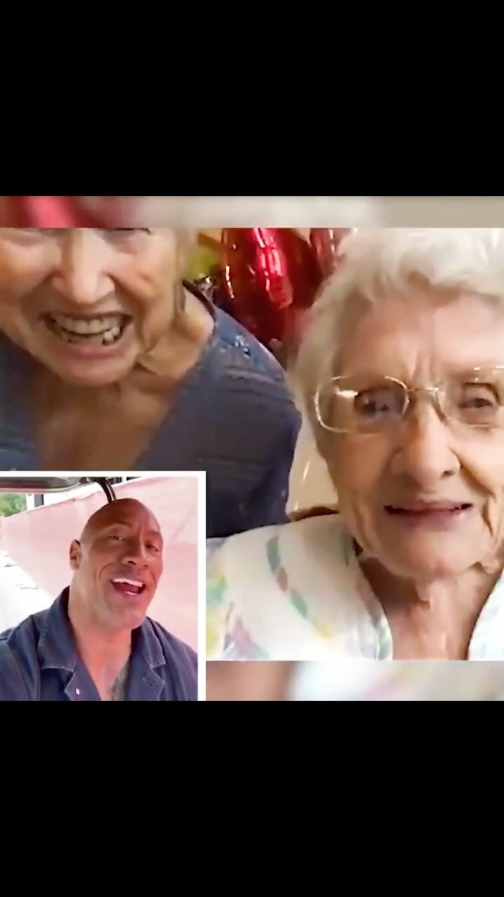 therock - I surprised #GrandmaGrover for her 100th birthday last year and I’m HONORED to surprise her again for her amazing 101st birthday!! 

I love how she starts fixing her hair when she sees me on...