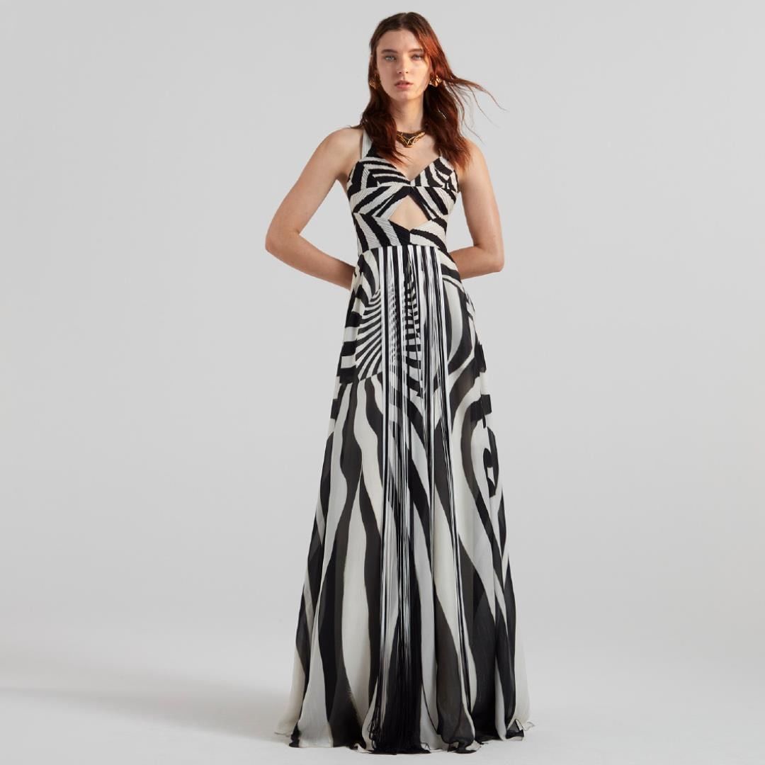 Roberto Cavalli Official - The Zebra Avantgard print maxi dress celebrates the unique sartorial approach of #RobertoCavalliSS20 collection. 
#RobertoCavalli