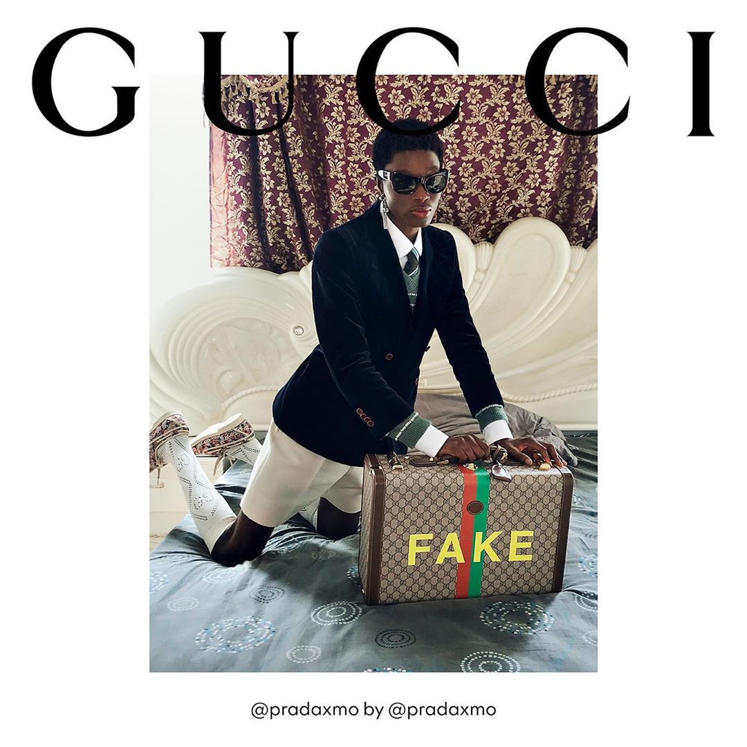 Gucci Official - An ironic take on distinctive House codes and the idea of imitation, the words ‘Fake' and 'Not’ are displayed onto monogram canvas on a new #GucciFakeNot suitcase from #GucciFW20 seen...
