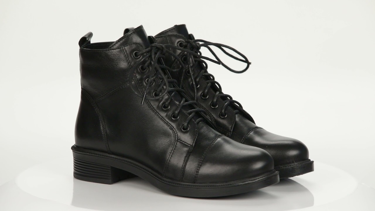 Черные ботинки из кожи на шнуровке F2V4 TY889-02P08