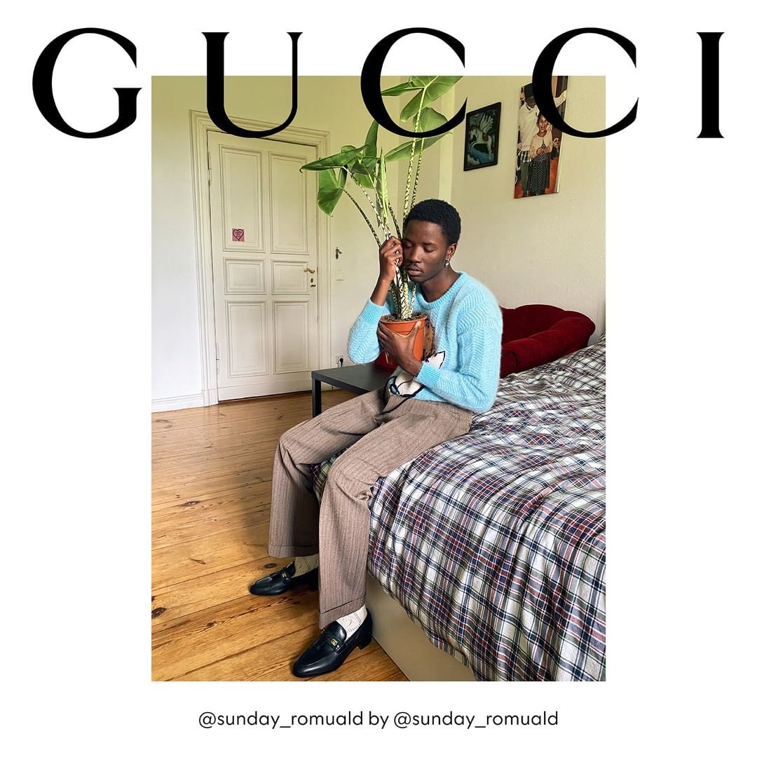 Gucci Official - Wearing #GucciFW20, models including @sunday_romuald photograph themselves from the comfort of their own homes for the new campaign, #GucciTheRitual. Discover more through link in bio...