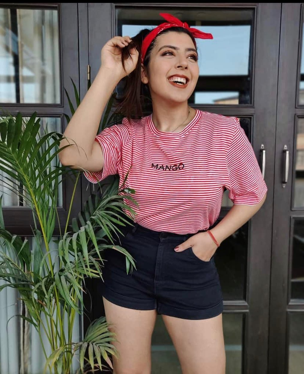 MYNTRA - Mango tee, cherry mood! We ♥️ @suemeeeeeeeee ‘s OOTD 
Look up similar product code:  11175254 / 11175028 
For more on-point looks, styling hacks and fashion advice, tune in to the binge-worth...