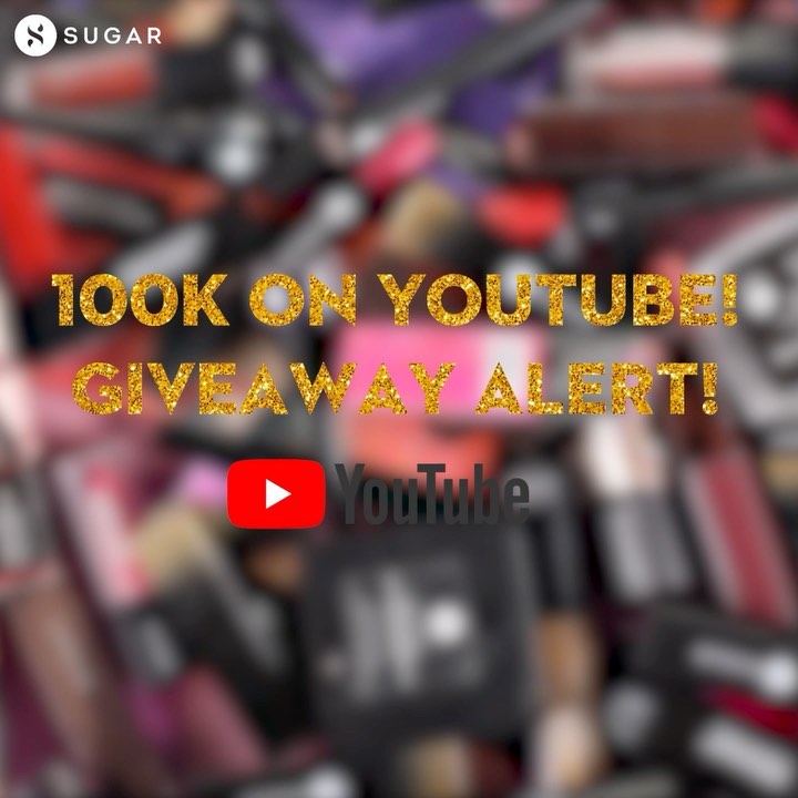 SUGAR Cosmetics - 100K strong on YouTube! Thank you each and everyone for the love. ♥️

🚨Giveaway Alert!🚨

⏰Going LIVE at 3 pm on our YouTube Channel 
🎁10 lucky winners will win SUGAR goodies
👍Don’t f...