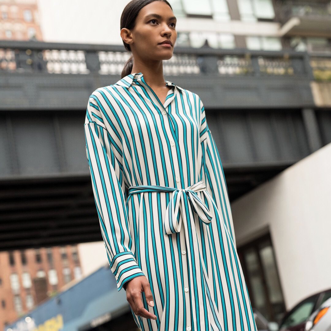 ESCADA - The nonchalant ease of a shirt dress meets the luxurious feel of pure silk. #EscadaSS20 #escadaofficial