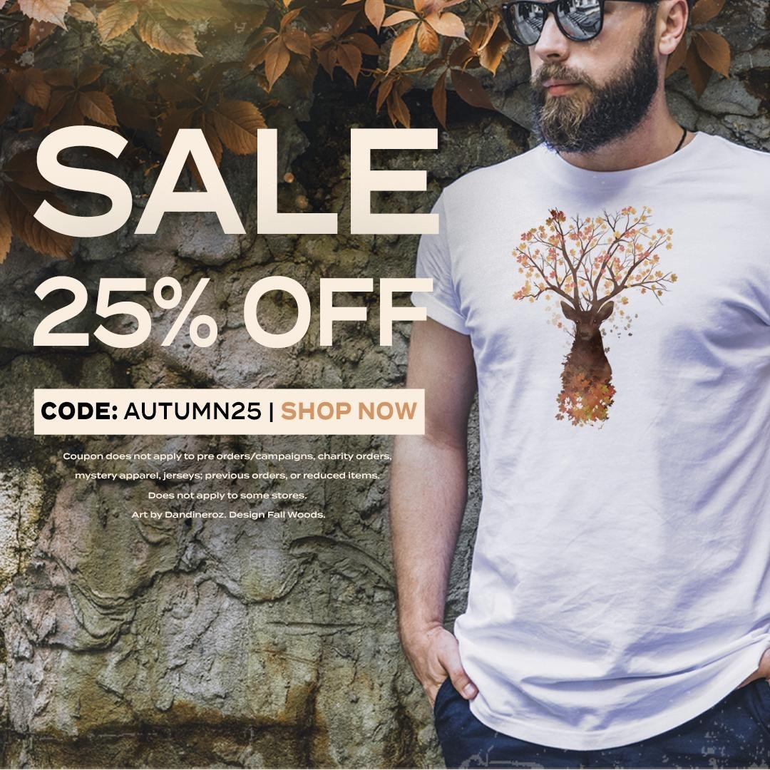 DesignByHümans - FALL SAVINGS are here! Use code: AUTUMN25 and save 25% on all of your favorite tees! ⁠
⁠
Link in bio! ⁠
⁠
#DesignByHümans #DBH #Sale