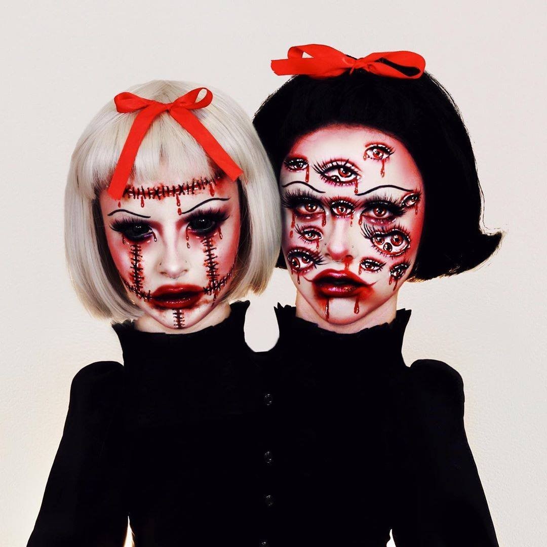 NYX Professional Makeup - Seeing double 👯‍♀️🖤 @kimberleymargarita_ _ completes this creepy, two-headed monster look using our Swear By It Shadow Palette 👹 •  #nyxcosmetics #nyxprofessionalmakeup #crue...