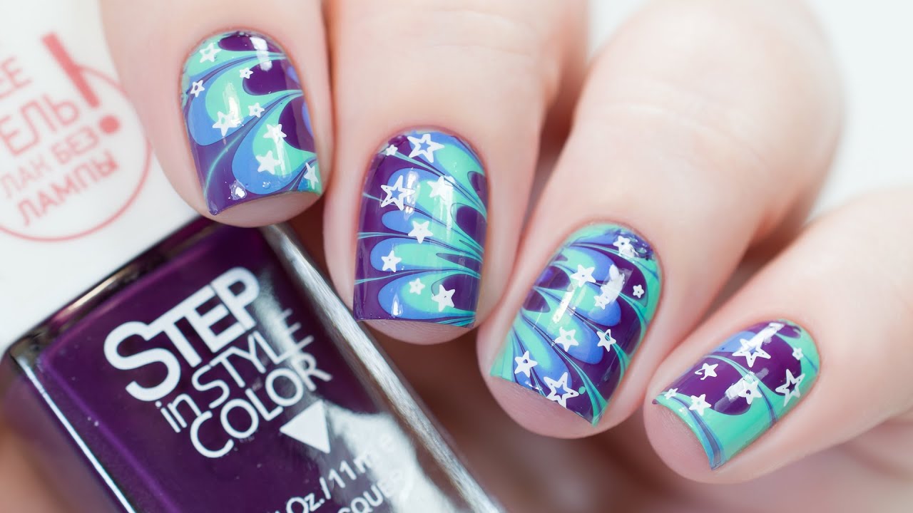 Watermarble + Stamping Nail Art | Dance Legend