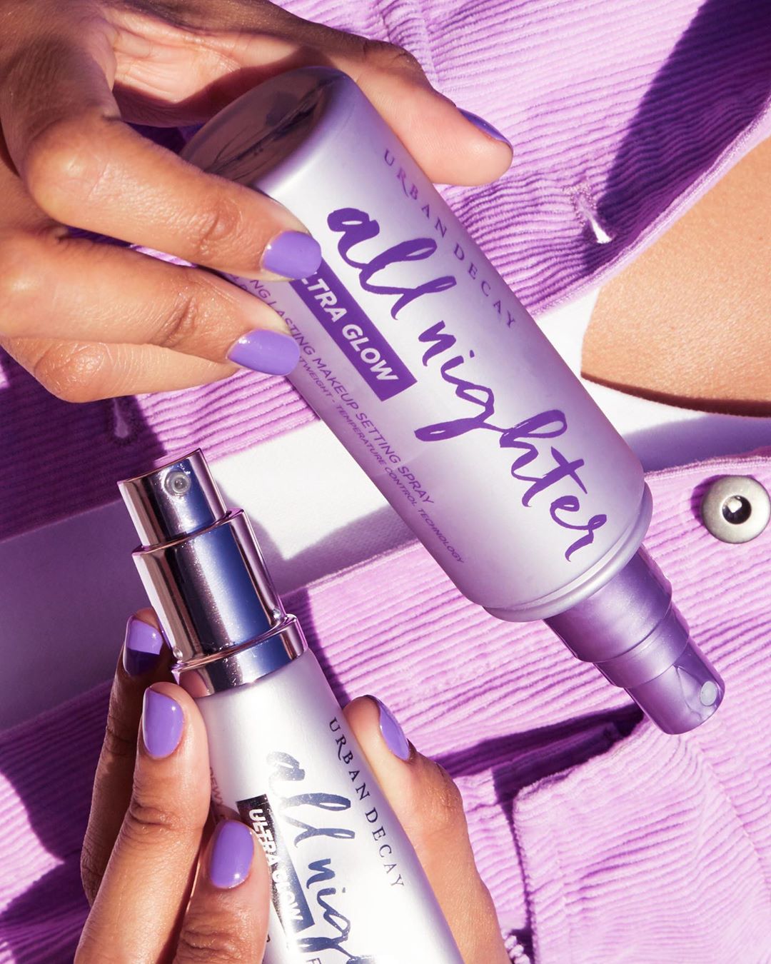 Urban Decay Cosmetics - OUR IDEA OF A THIRST TRAP—Prep skin with the ALL-NEW All Nighter Ultra Glow Face Primer & lock it in with the ALL-NEW All Nighter Ultra Glow Setting Spray to keep it glowin' al...