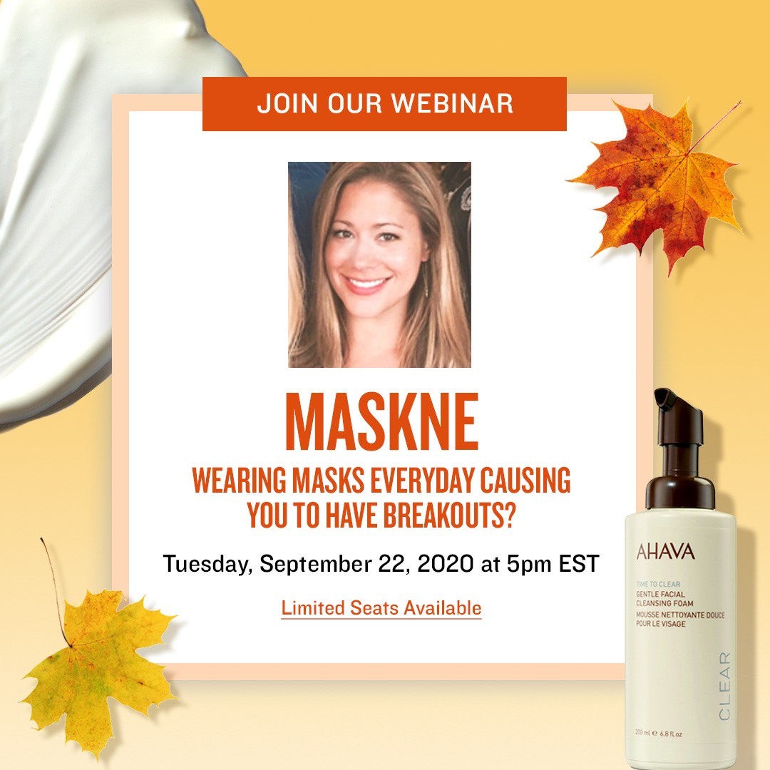 AHAVA - The next installment of our skincare webinar series is HERE! Join us on Tuesday 9/22 at 5pm EST to talk all about maskne... what it is, how to take care of it, and how to prevent it 😷 Link in...