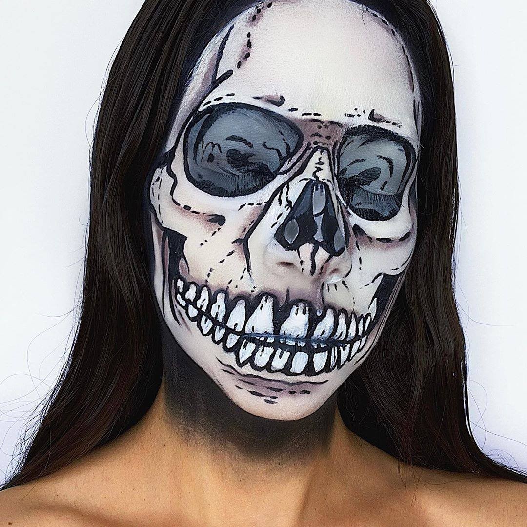 NYX Professional Makeup - Bad to the bone💀 @pmxbeauty uses our Bare With Me Cannabis Radiant Primer + new SFX Face & Body Paint Palette in 'Primary' to transform herself into a deadly skeleton 🖤⁣ • #n...