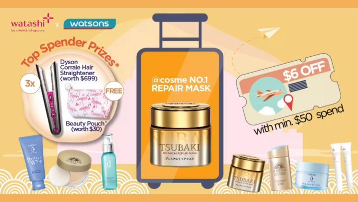 Official Tsubaki Singapore - Travel from Home with Watashiplus & Watsons online!

🎏 Enjoy 3 for 30%* off across your favourite Japanese beauty brands from now till 9 Sep!
.
🎏 Be our top spender* & sta...