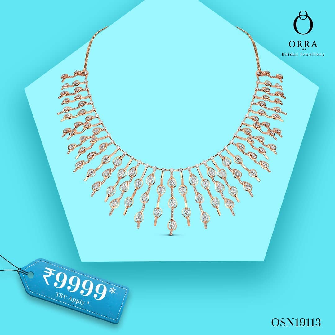 ORRA Jewellery - The perfect diamond necklace that adds to your splendour!
A piece of art from our #AstraCollection

Now get it home with our Buy Now Pay Later policy.
Pay Rs.9999* now and the rest in...