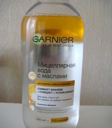 Мицеллярная вода Garnier С Маслами Skin Naturals для снятия стойкого макияжа фото