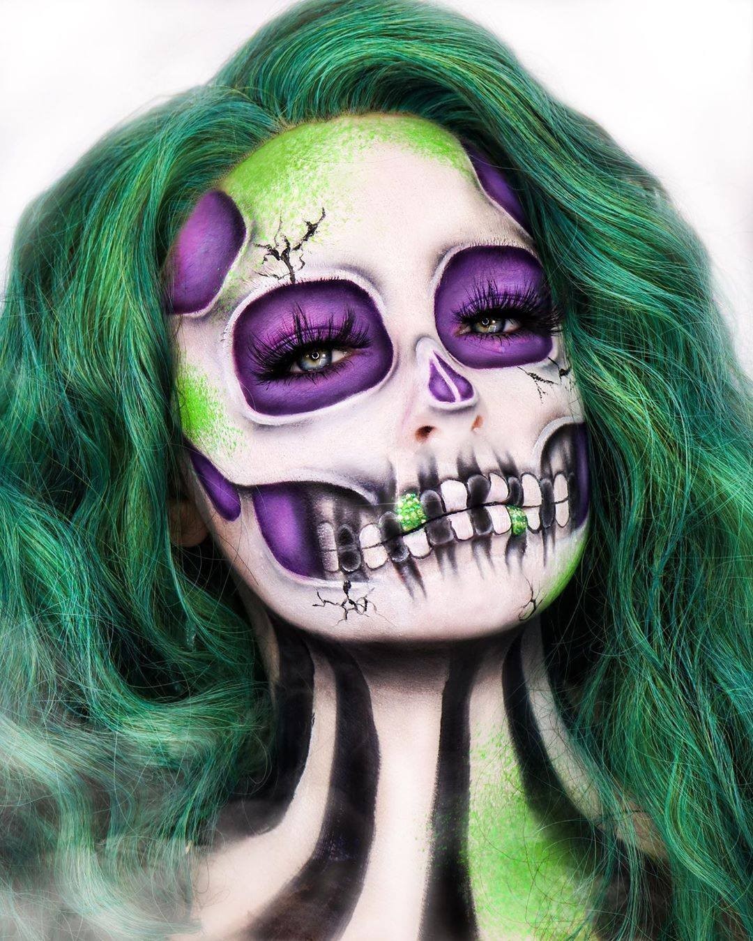 NYX Professional Makeup - It's showtime 😏💚 @mcdrew uses our Epic Wear Pencil Sticks in 'Pure White' + Epic Ink Liner to transform herself into a Beetlejuice inspired skull 💀 • #nyxcosmetics #nyxprofes...