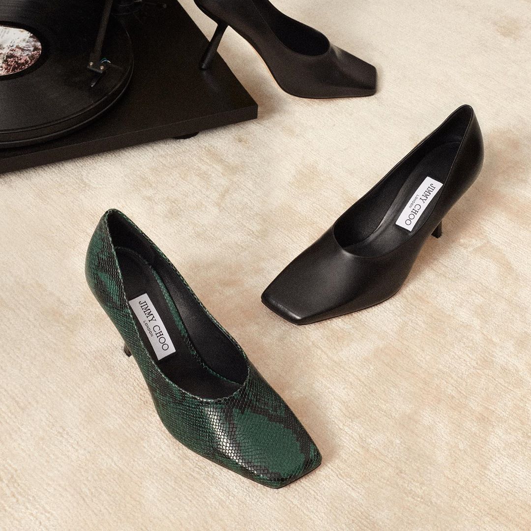 Jimmy Choo - Add a fashion-forward touch to your classic pumps with MARCELA, featuring square toe and scoop heel