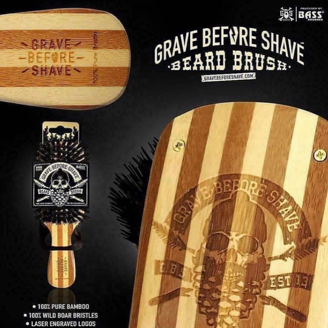 wayne bailey - ☠️Grave Before Shave laser engraved Bass Brush☠️
–100% wild boar bristles, quality bamboo wood handle
•
WWW.GRAVEBEFORESHAVE.COM
•
#GBS #GraveBeforeShave #Fisticuffs #FisticuffsMustache...