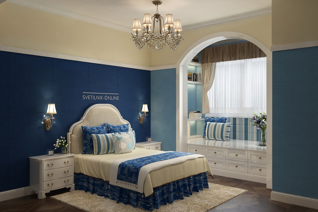 Интернет-магазин света - 💡 Синяя спальня – идеальный выбор для тех, кто любит атмосферу свежести, лёгкости. Такой цвет символизирует простор, тишину. Он предусматривает множество оттенков и гармонируе...