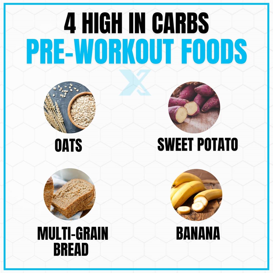 HealthXP® - Pre-workout Foods 💪. 
-
1. Oat meal.
2. Sweet Potato.
3. Multigrain bread.
4. Banana.
-
Note - Consume Your Preworkout Meal Atleast Before an Hour To Your Training session. 
-
#preworkout...