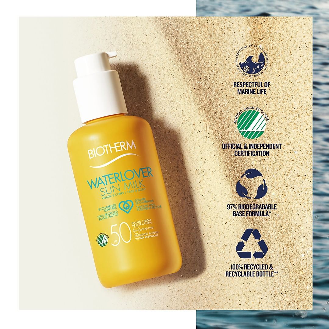 BIOTHERM - Confidently bask yourself under the sun this summer with sun care that is respectful of marine life! 
With our Waterlover Sun Milk,  not only will your skin be protected by our Eco-Tested U...