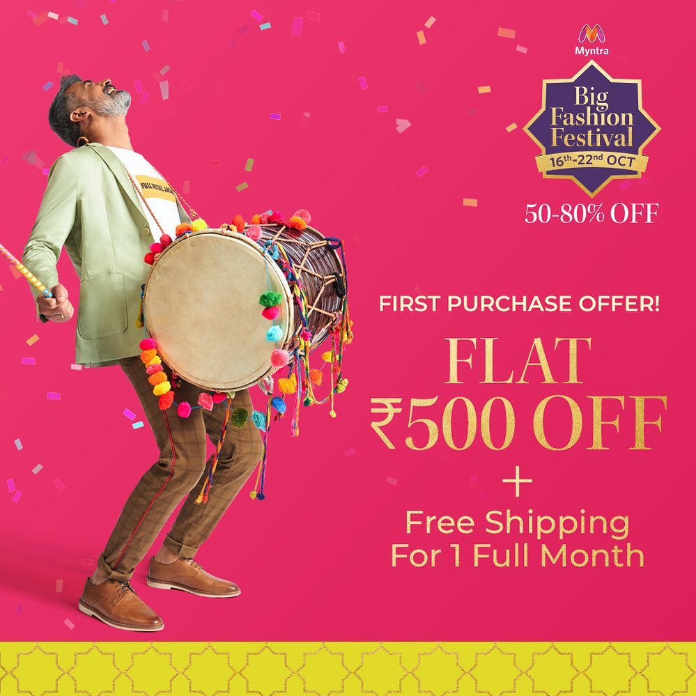 MYNTRA - It's the best time to make your first purchase on @Myntra. Add to your wishlist & get ready for India's Biggest Fashion Festival!
Tune in to Myntra’s "Big Fashion Festival", from 16th - 22nd...