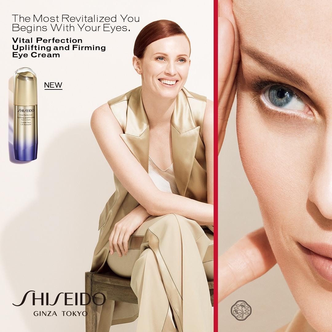 SHISEIDO - Our Global Ambassador, @misskarenelson and her #1 eye cream: Vital Perfection Uplifting and Firming Eye Cream. Featuring #ReNeuraTechnology and new MATSU-ProSculpt Complex, it targets the r...