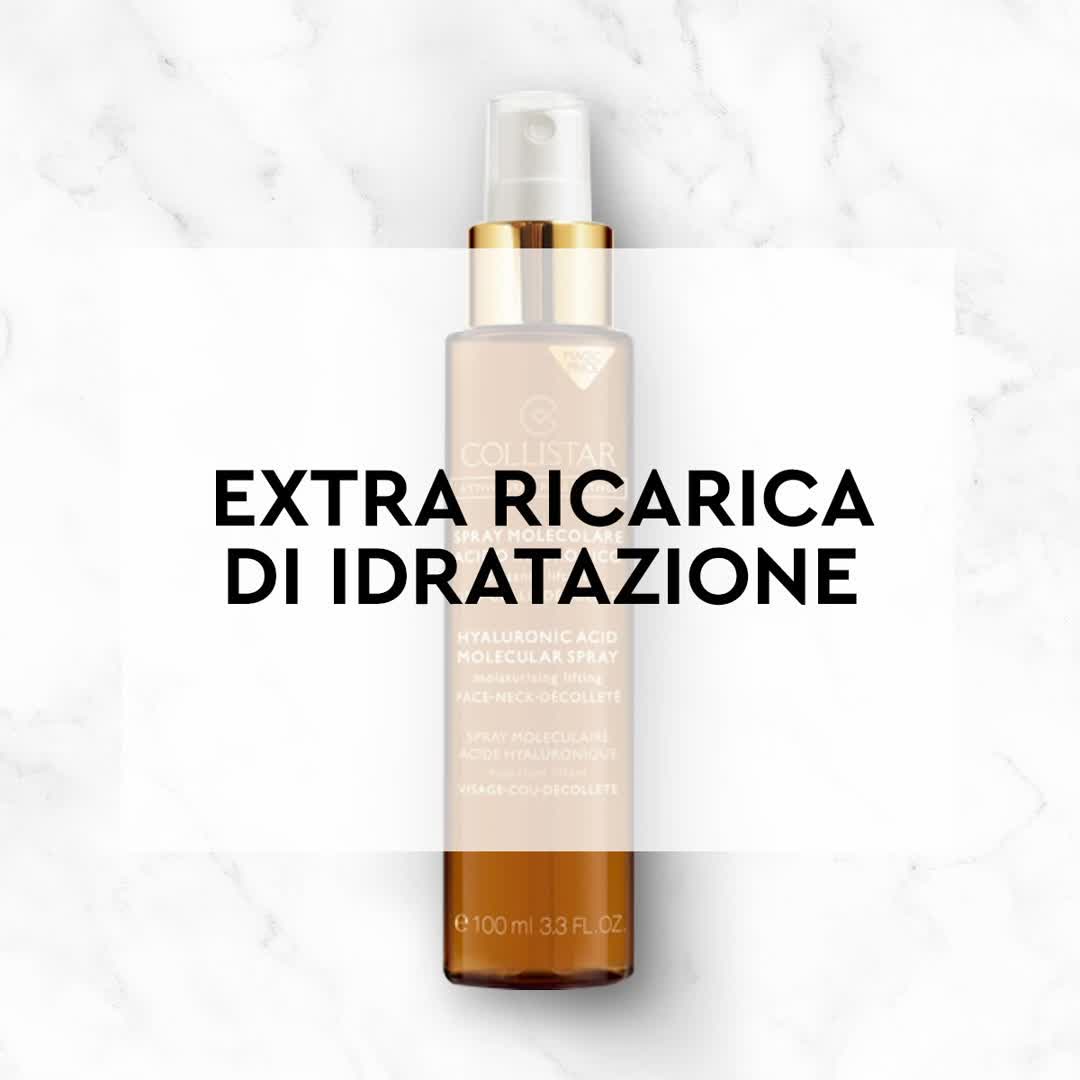 Collistar Italia - La tua pelle ha bisogno di una ricarica extra di idratazione? Porta sempre con te SPRAY MOLECOLARE ACIDO IALURONICO idratante liftante. Avvolge la pelle con un impalpabile film d’in...