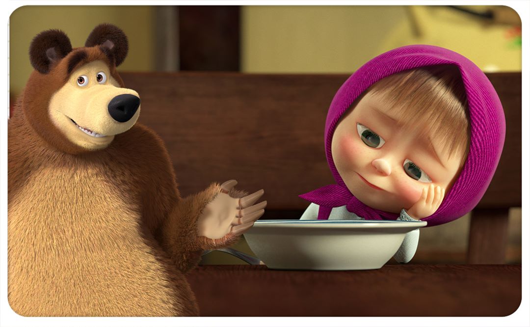 Masha And The Bear Official - #BeingAParent means talking your kid into eating his soup by letting him just eat the broth. #MashaAndTheBear
⠀
Any other tricks to get your kids to eat their dinner? Tel...