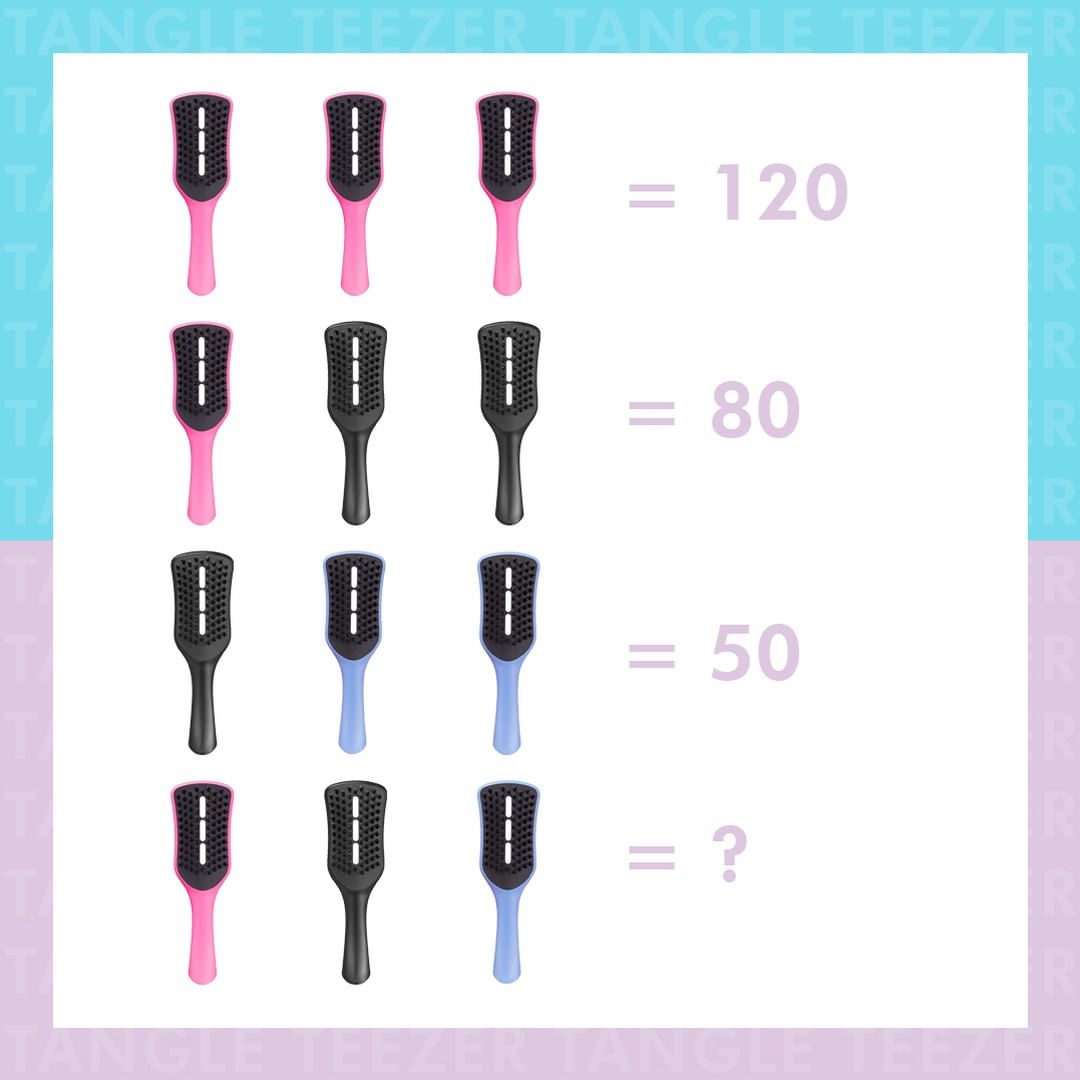 Tangle Teezer Hairbrush - Can you figure out the missing number in our Easy Dry & Go maths question? #PowersInTheTeeth
