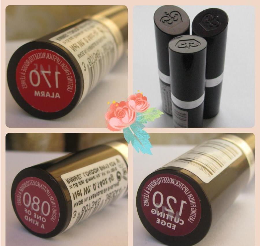 Помадная красота Rimmel Lasting Finish Lipstick в оттенках 170 Alarm, 120 Cutting Edge, 080 One of a Kind